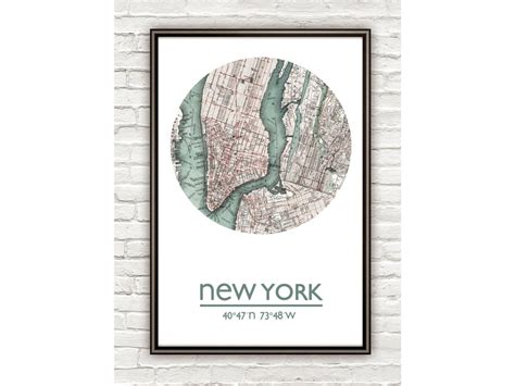 New York City Poster City Map Poster Print Vintage Maps And Prints