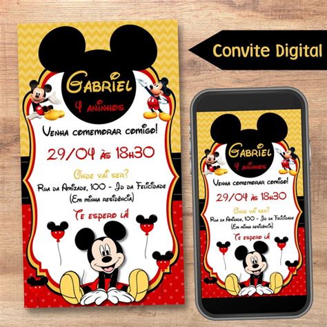 Convite Digital Mickey Elo7 Produtos Especiais