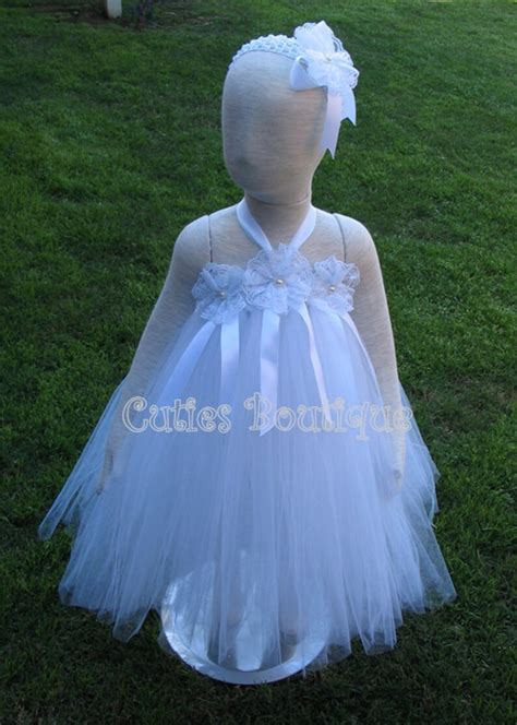 White Tutu Flower Dress Wedding Birthday Holiday Picture Prop Etsy
