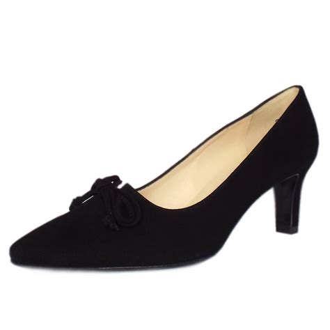 Peter Kaiser Uk Mizzy Black Suede Pointed Toe Mid Heel Pumps