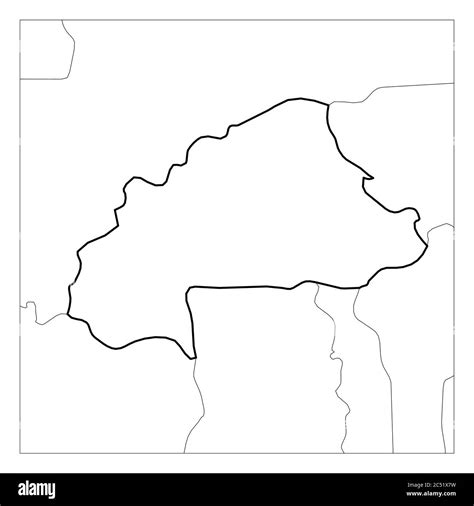 Map Of Burkina Faso Black Thick Outline Highlighted With Neighbor