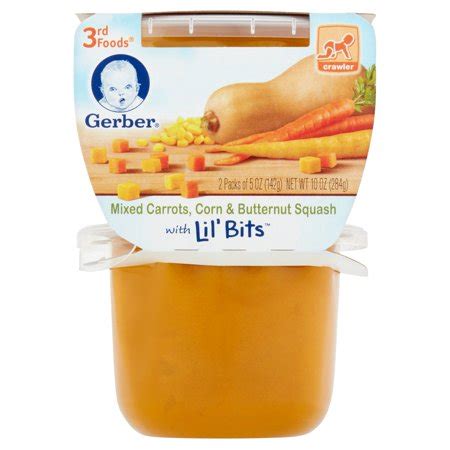 Banana squash purée for babies | gerber organic. Gerber 3rd Foods Crawler Mixed Carrots, Corn & Butternut ...