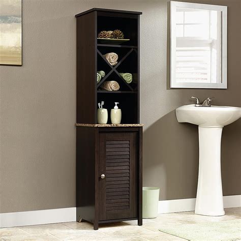 Linen tower bathroom cabinets : Bathroom Linen Tower Slim Cabinet Corner Tall Storage Bath ...