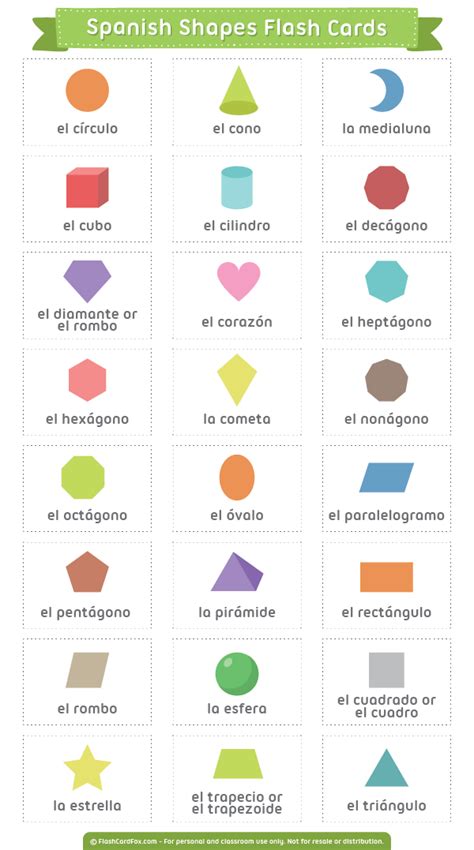 Free Printable Spanish Shapes Flash Cards Download Them In Pdf Format