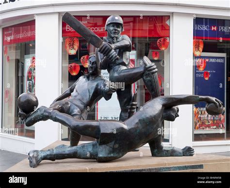 A Statue To Celebrate Football Cricket And Rugby On Gallowtree Gate In