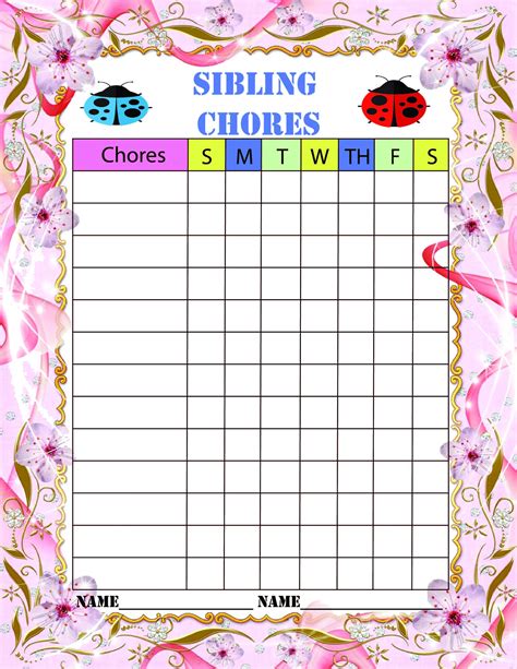 Sibling Chore Chart Printable List Kids Task List Chore Etsy Artofit