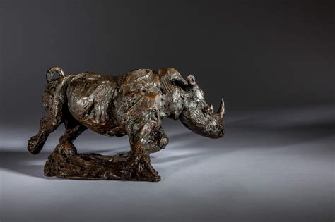 Freedom Charging White Rhino Bronze Wildlife Sculpture