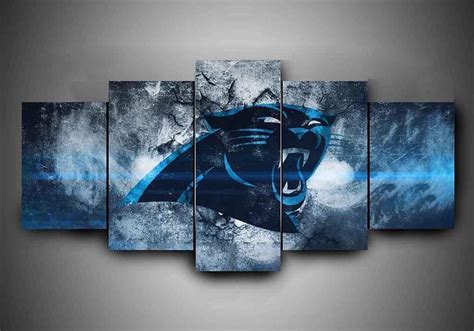 Carolina Panthers 1 Football 5 Panel Canvas Art Wall Decor Canvas Storm