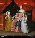 Ana de Austria (reina madre) con sus dos hijos Luis XIV de Francia y ...