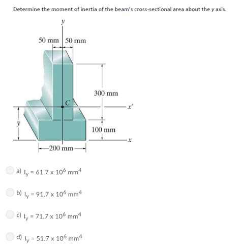 For example, the moment of inertia can be used to calculate angular momentum, and angular energy. Solved: Determine The Moment Of Inertia Of The Beam's Cros ...