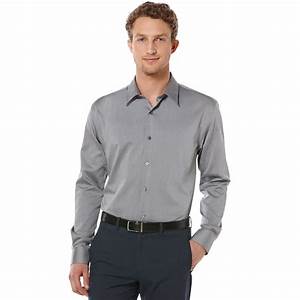 Perry Ellis Big And Long Sleeve Noniron Shirt In Gray For Men
