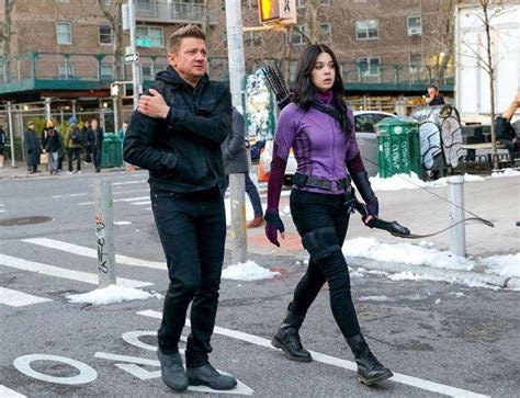 Hailee Steinfeld And Jeremy Renner On The Set Of Hawkeye December