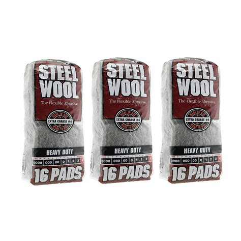 Homax Products 106607 06 3pack 4 Steel Wool Extra Coarse 16 Pads 3