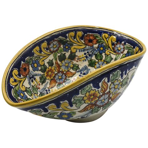 Authentic Talavera Decorative Vase Folk Art Vessel Mexican Ceramic Blue