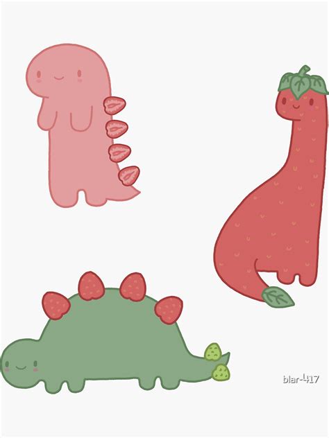 Cute Strawberry Dinosaur Sticker Pack Sticker For Sale By Blar 417