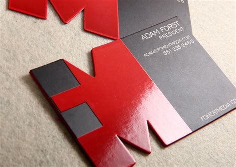 Custom Die Cut Business Card With Spot Uv And Red Colored Edges Shop