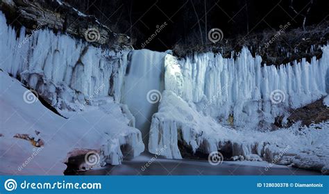Frozen Minnehaha Waterfall In Minneapolis Minnesota Stock Photo