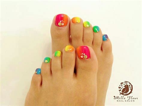 a rainbow of color rainbow toe nails toe nails rainbow nails