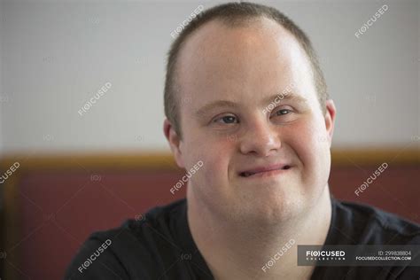 Portrait Of Caucasian Man With Down Syndrome Medicine Cute Stock