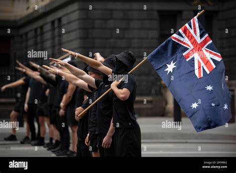 Melbourne Australia March 18th 2023 Neo Nazis Saluting At Counter