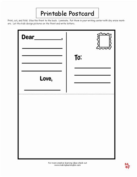 Postcard Template For Kids In 2020 Kaarten Maken School Enveloppen