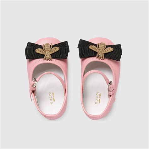Gucci Baby Leather Ballet Flat With Bee Cute Baby Shoes Baby Girl