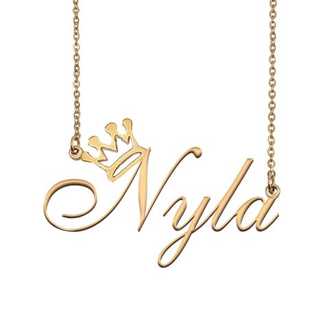 Nyla Name Necklace With Crown Name Necklace Gold Custom Name Etsy