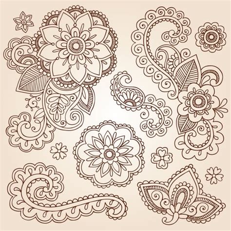 Paisley Tattoo Sleeve Henna Mehndi Tattoo Doodles Vector Design
