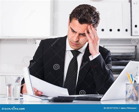 Frustrated Businessman At Office Desk Stock Photo Image Of Company