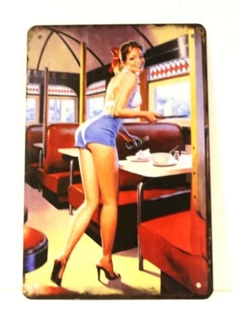New Sexy Pinup Girl 50s Style Diner Tin Metal Sign Poster Coca Cola Waitress 7 95 Picclick