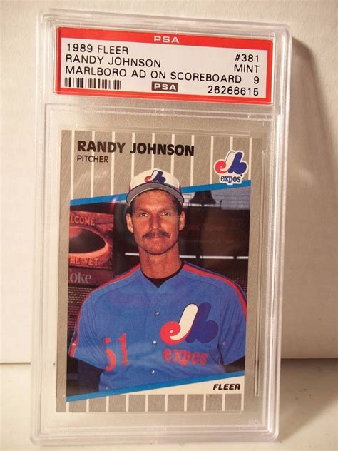 September 10, 1963 in walnut creek, california, usa. 1989 Fleer Randy Johnson RC PSA Mint 9 Baseball Card #381 Marlboro Ad Showing #MontrealExpos ...