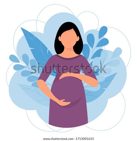 Concept Maternity Pregnant Woman Cute Vector Stock Vector Royalty Free