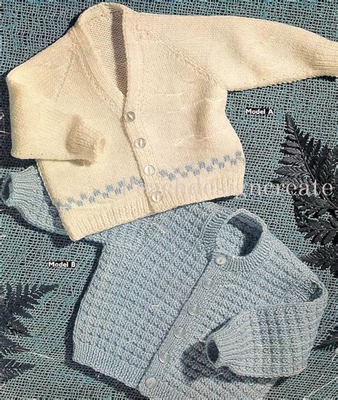 Knitting Pattern Baby Boys Cardigan Ages 6 To 12 Months Etsy