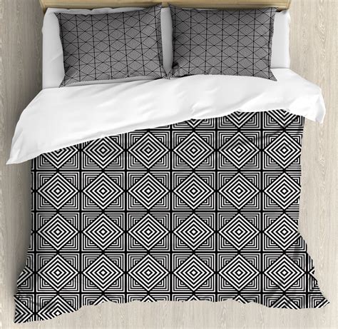 Geometric Duvet Cover Set Simple Modern Art Repetition With Nested