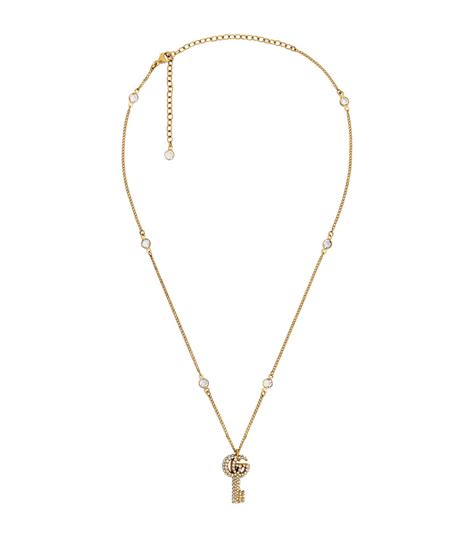 Gucci Crystal Embellished Double G Key Necklace Harrods Us