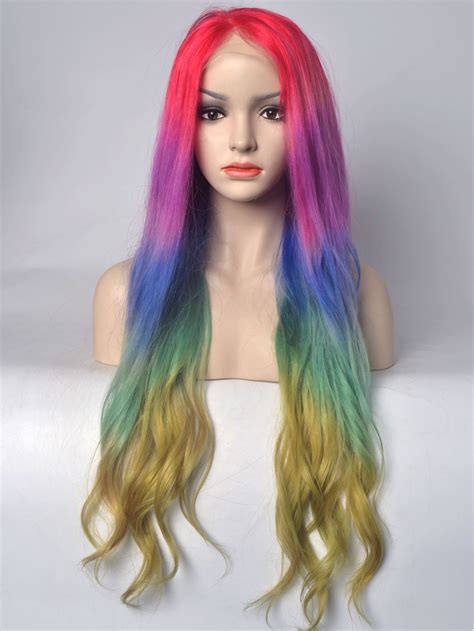human hair wigs rainbow colorful 26 human hair lace front wigs vgw06042 vivhair