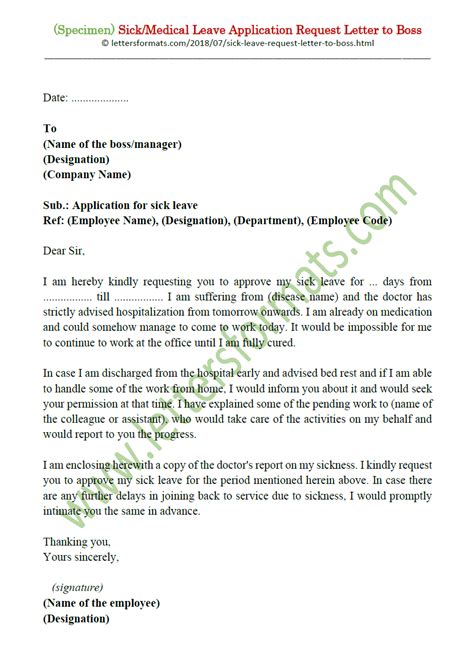 Entitlement and eligibility of sick leave for employees in malaysia. Sick/Medical Leave Application Request Letter to Boss/Manager