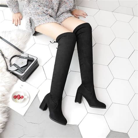 black ankle boots for women thick heel slip on fucha fashions