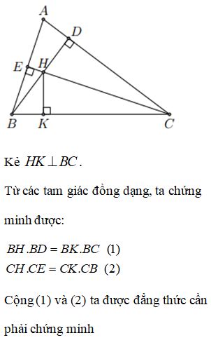 Cho tam giác nhọn ABC các đường cao BD và CE cắt nhau tại H