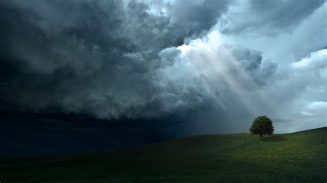 Wallpaper Sunlight Trees Sea Nature Sky Clouds Storm Hills