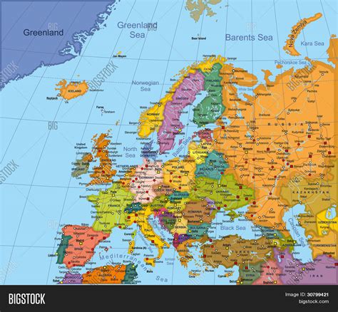 Highly Detailed Vector Map Of Europe With Countries
