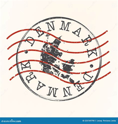 Denmark Stamp Postal Map Silhouette Seal Passport Round Design