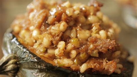 Stuffed Acorn Squash With Sausage Barley And Goat Cheese Recipe