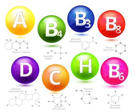 Free Vector Vitamins Chemical Structures Molecule Vitamin Molecular