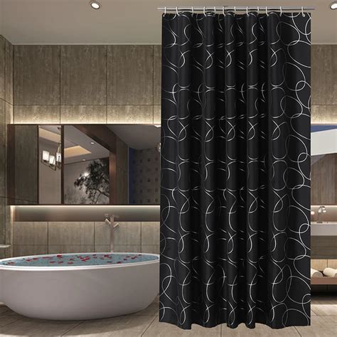 Slivery Line Black Luxury Shower Curtain Waterproof Shower Curtain Bath Screens Curtains In The