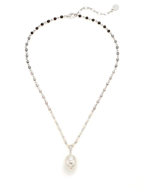 Lyst Majorica 4mm 14mm Baroque Pearl And Sterling Silver Pendant