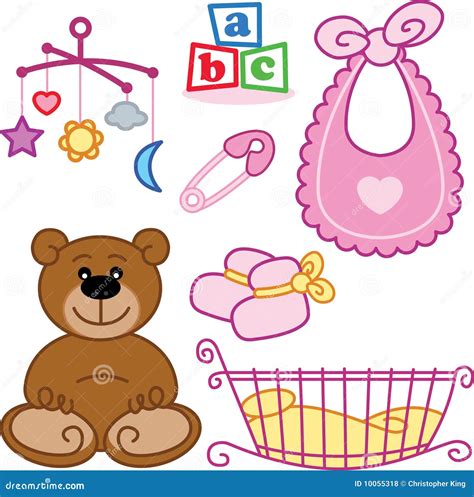 Cute New Born Baby Girl Toys Graphic Elements Royalty Free Stock