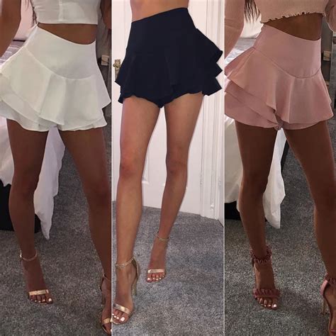 Summer Women Layered Ruffled Frill Skorts High Waisted Party Mini Skirt