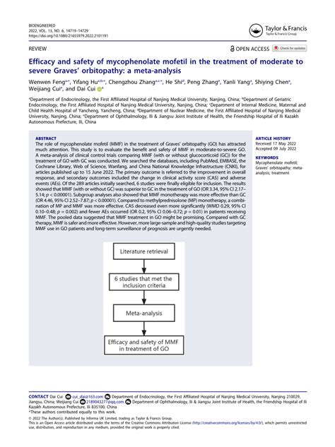 Pdf Efficacy And Safety Of Mycophenolate Mofetil In The Treatment Of