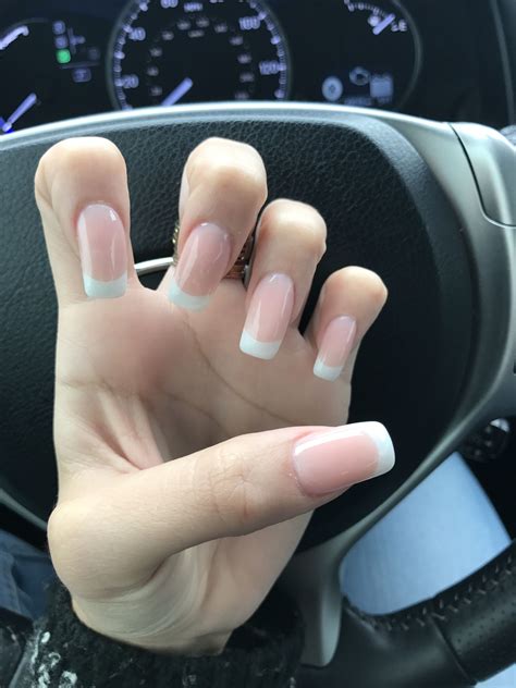 Square Acrylic Set With Thin French Tip French Nails French Manicure